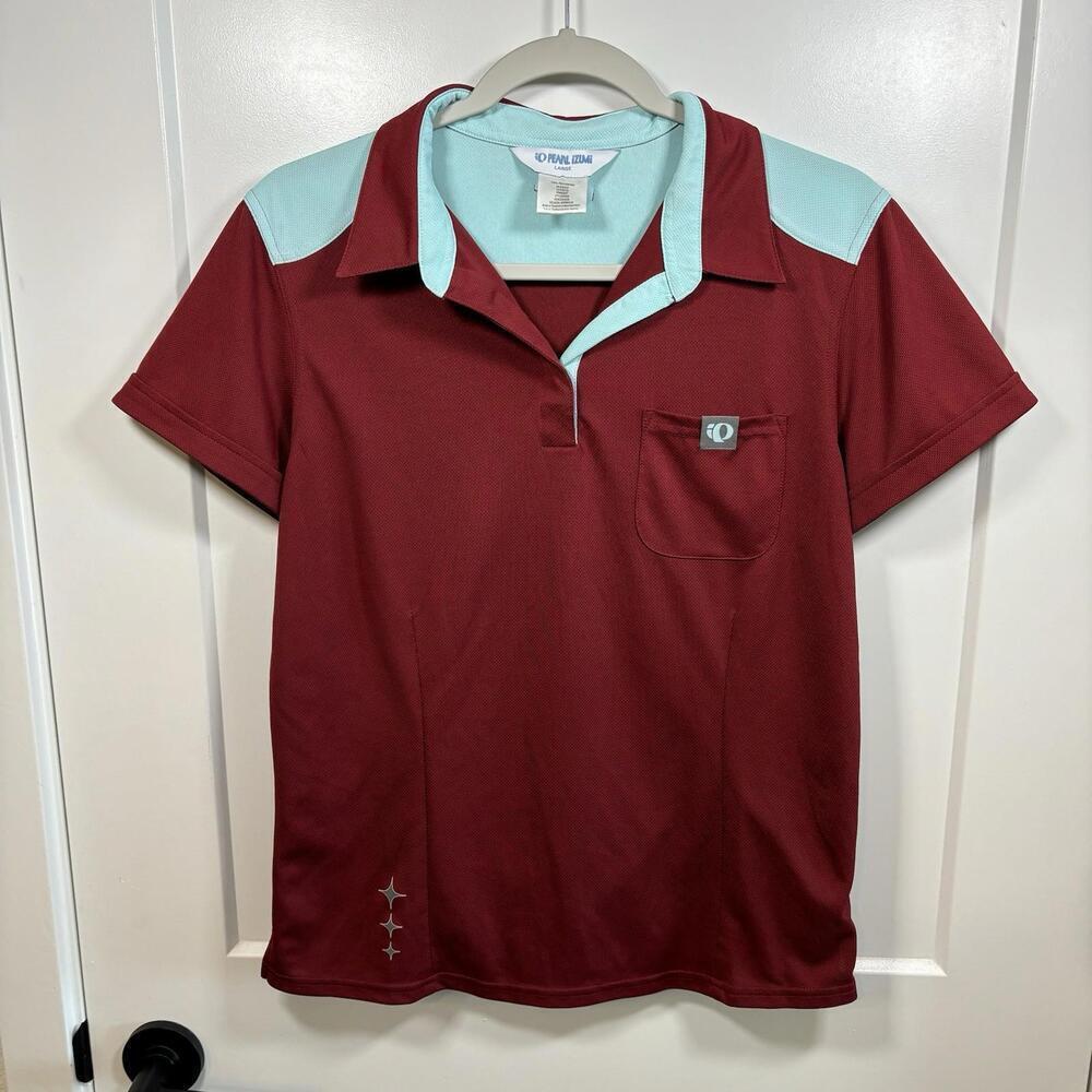 VTG Pearl Izumi Cycling Jersey Womens L Red Short Sleeve Pullover Pockets Polo